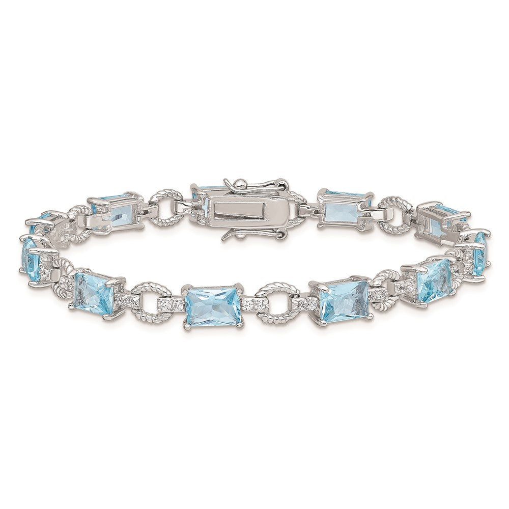 Shop Stylish Rhodium-Plated Sterling Silver Bracelet, 7.5in, with CZ Accents
