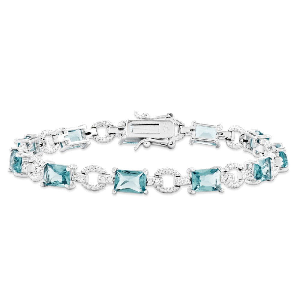 Shop Stylish Rhodium-Plated Sterling Silver Bracelet, 7.5in, with CZ Accents