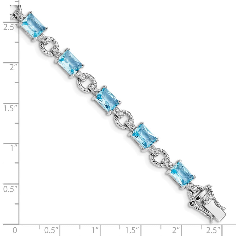 Shop Stylish Rhodium-Plated Sterling Silver Bracelet, 7.5in, with CZ Accents