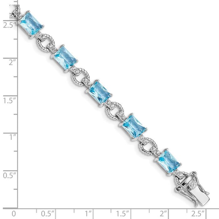 Shop Stylish Rhodium-Plated Sterling Silver Bracelet, 7.5in, with CZ Accents-5