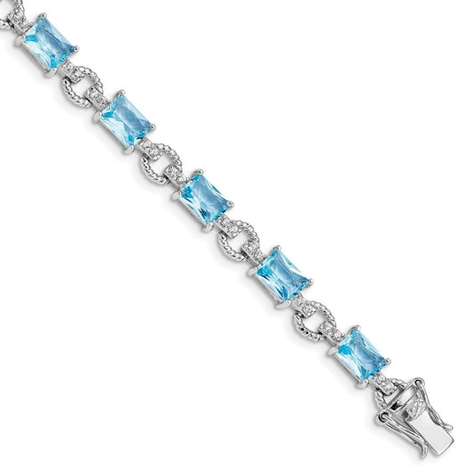 Shop Stylish Rhodium-Plated Sterling Silver Bracelet, 7.5in, with CZ Accents