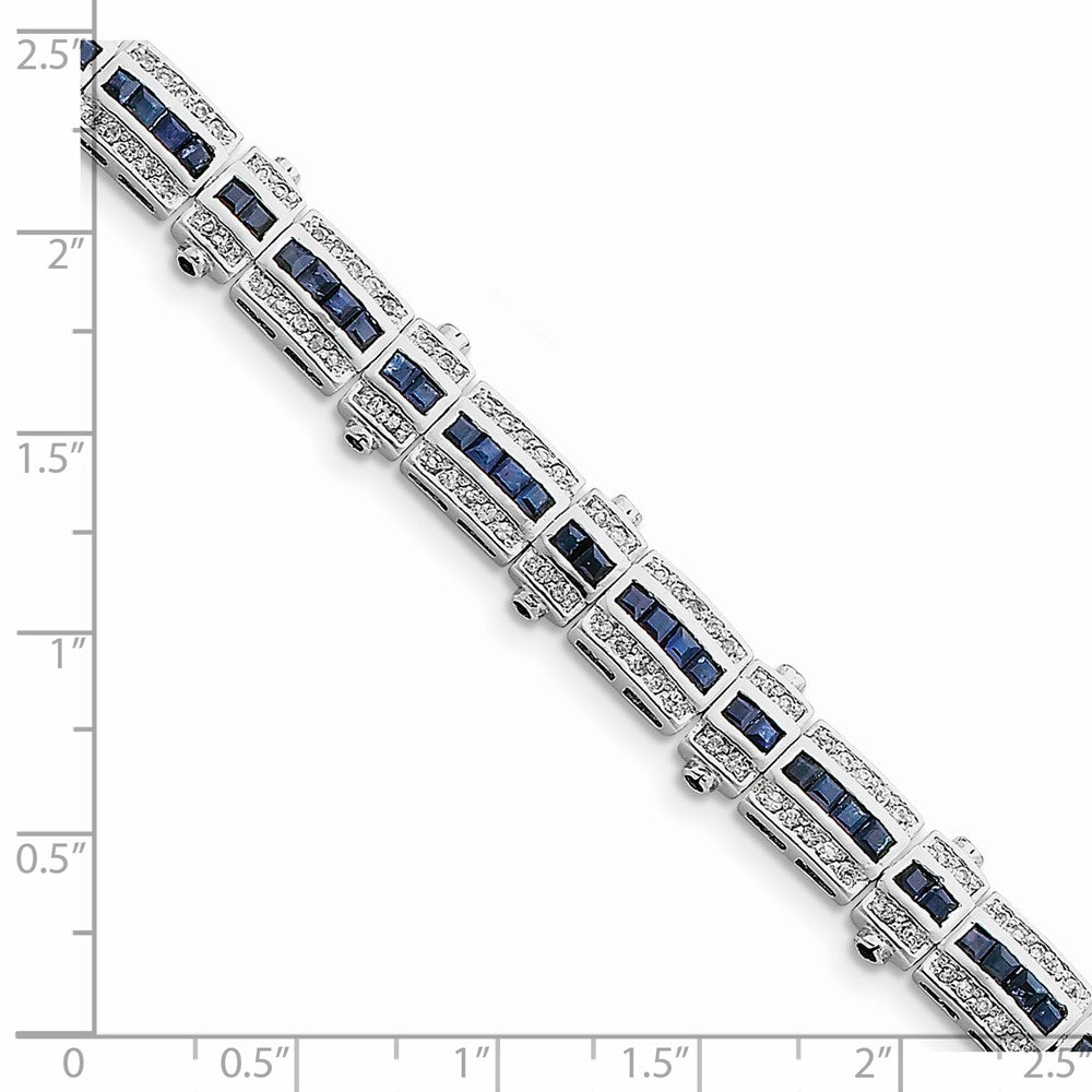 Buy Stylish Rhodium-Plated Sterling Silver Bracelet with Sapphire Accents
