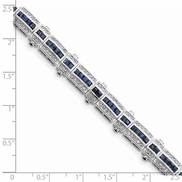 Buy Stylish Rhodium-Plated Sterling Silver Bracelet with Sapphire Accents-3