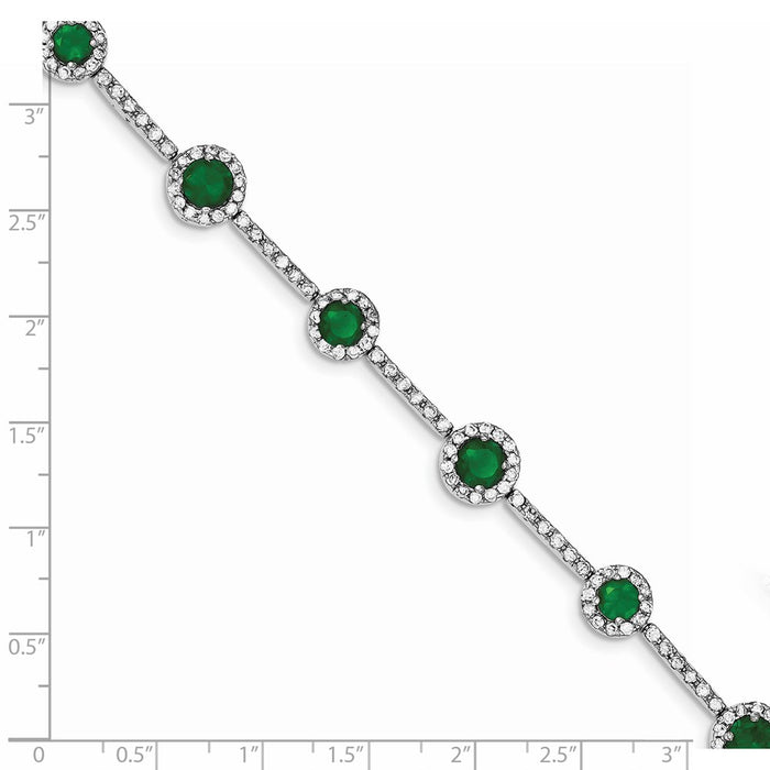 Shop Stylish Rhodium-Plated Sterling Silver Bracelet 7.25" with CZ Stones-3