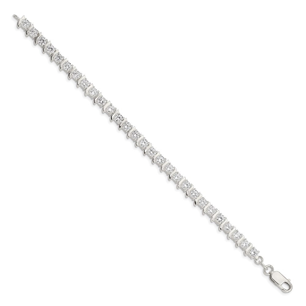 Buy Elegant Polished Sterling Silver Bracelet with CZ Accents - Stylish Value
