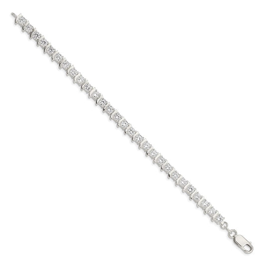 Buy Elegant Polished Sterling Silver Bracelet with CZ Accents - Stylish Value