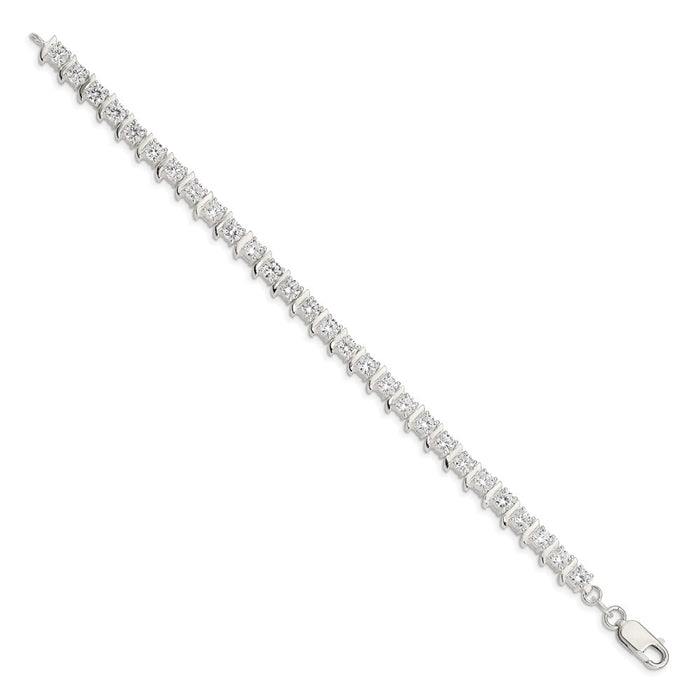 Buy Elegant Polished Sterling Silver Bracelet with CZ Accents - Stylish Value-2