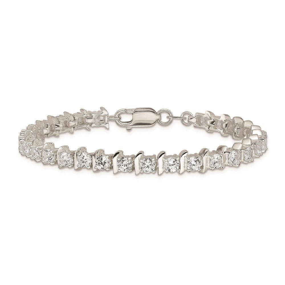 Buy Elegant Polished Sterling Silver Bracelet with CZ Accents - Stylish Value