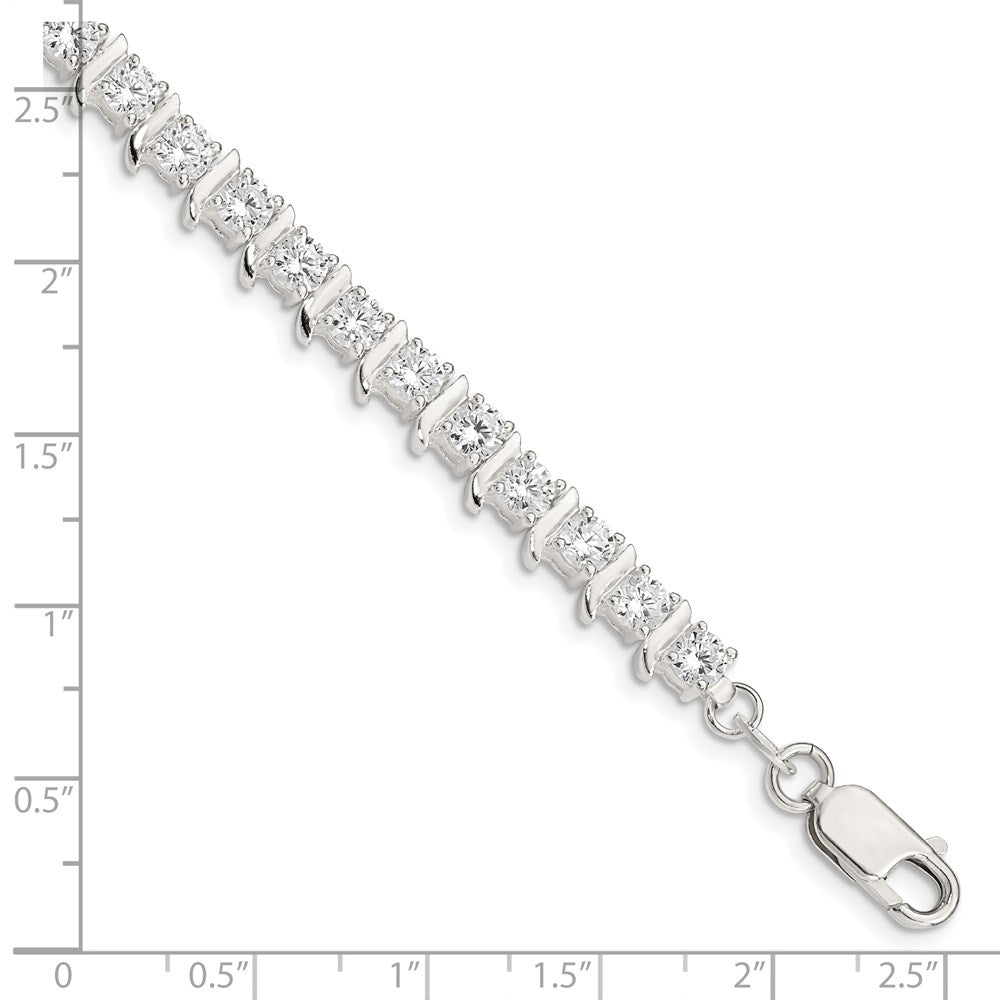 Buy Elegant Polished Sterling Silver Bracelet with CZ Accents - Stylish Value
