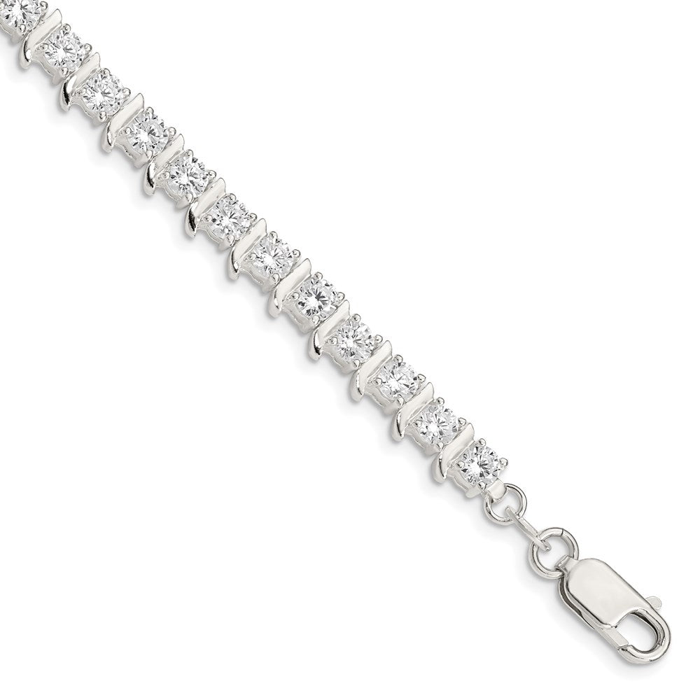 Buy Elegant Polished Sterling Silver Bracelet with CZ Accents - Stylish Value
