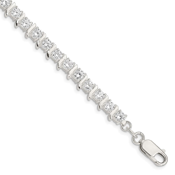 Polished Sterling Silver Bracelet with CZ Accents