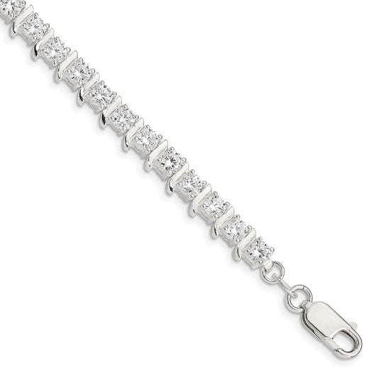 Buy Elegant Polished Sterling Silver Bracelet with CZ Accents - Stylish Value