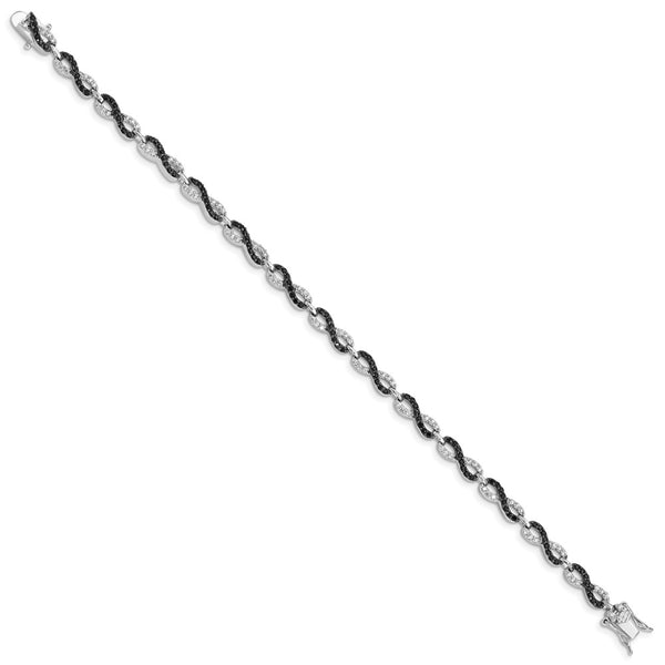 7.5-Inch Rhodium-Plated Sterling Silver Infinity Bracelet - CZ