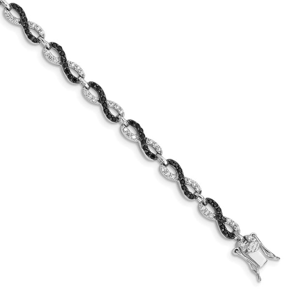 7.5-Inch Rhodium-Plated Sterling Silver Infinity Bracelet - CZ