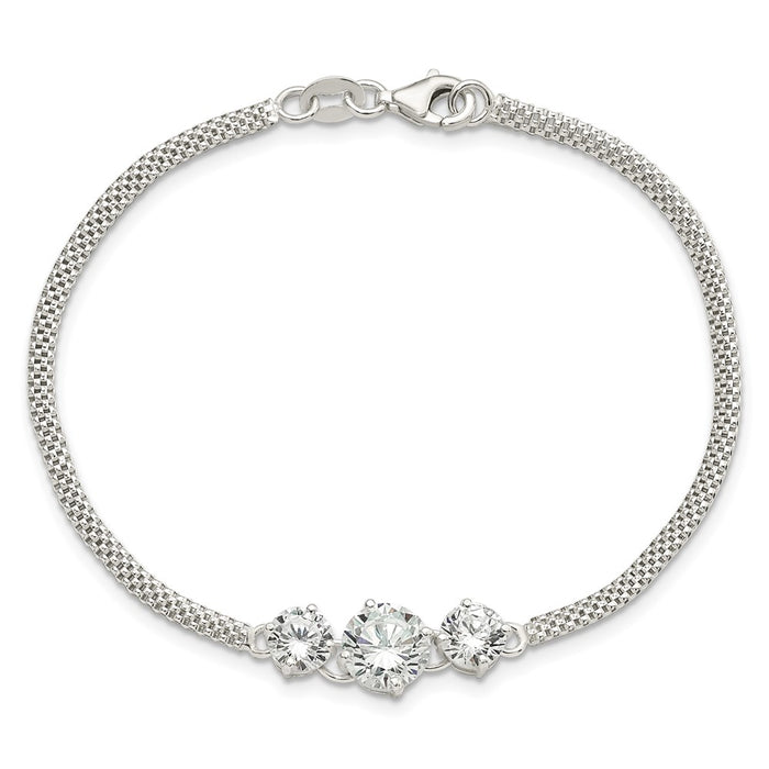 Exclusive 7.5-Inch Sterling Silver Three-Stone CZ Bracelet - Stylish Value-4