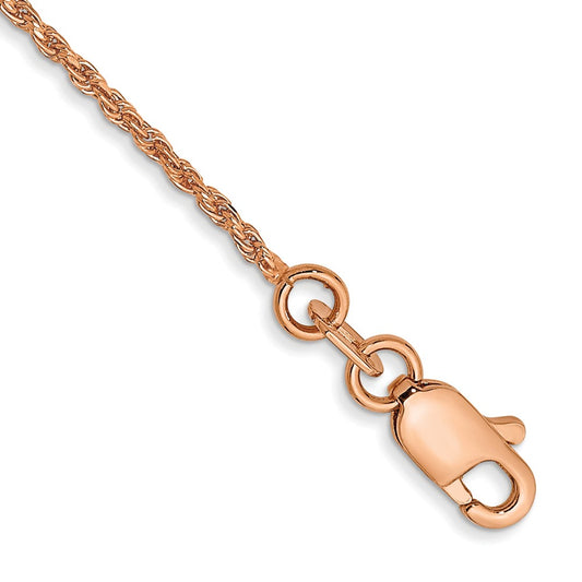 Exclusive 14K Rose Gold 7-Inch 1mm Diamond-Cut Rope Chain - Stylish Value!