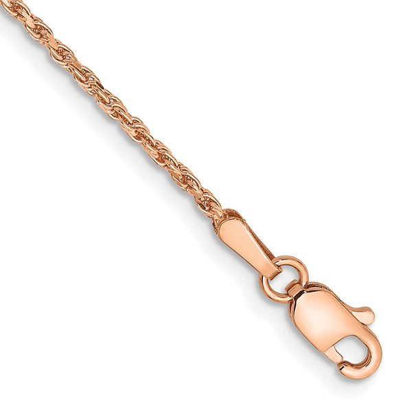 14K Rose Gold 7-Inch Diamond-Cut Rope Chain - Style GR1-1010168