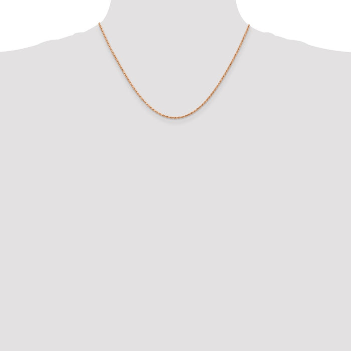 Shop Stylish 14K Rose Gold 18" Diamond-Cut 1.8mm Rope Chain - Luxury Design-4