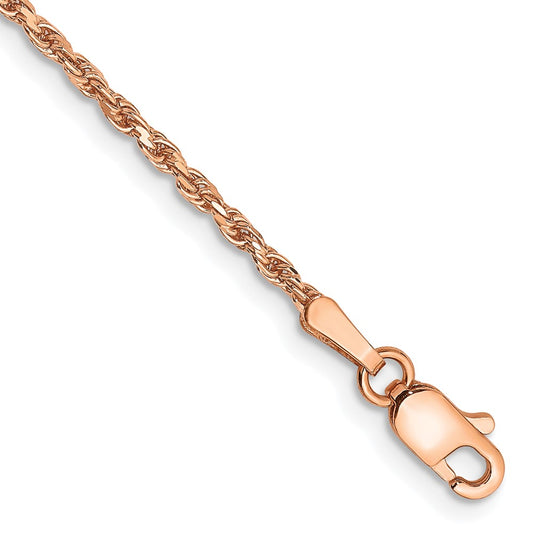 Shop Stylish 14K Rose Gold 9-Inch Diamond-Cut Rope Anklet - Affordable Luxury