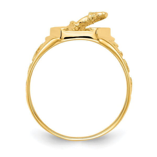 14K Gold Polished Horseshoe Pendant, 1.5" Center Horse