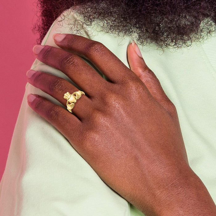 High-Quality 14K Gold Polished Claddagh Ring | Stylish & Affordable Jewelry-5