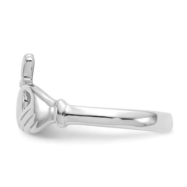 14K White Gold Claddagh Ring, Polished