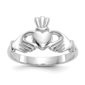 Shop Stylish 14K White Gold Claddagh Ring - High-Quality Design, Polished Finish