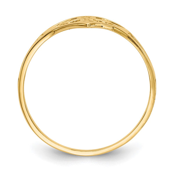 14K Heart-Shaped Cross Ring