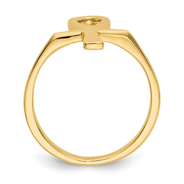 14K Gold Polished Ankh Egyptian Cross Ring