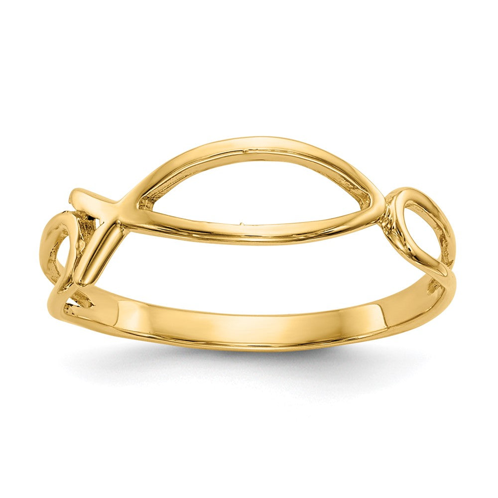 Shop Stylish 14K Gold Polished Ichthus Fish Ring | Exclusive Design, Affordable Price