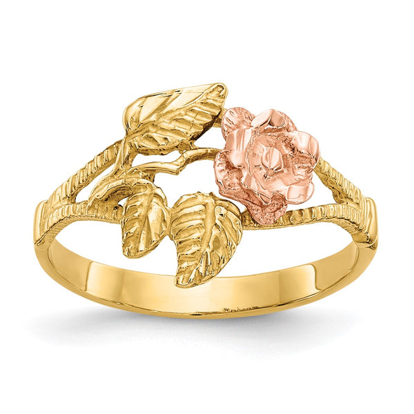 14K Two-Tone Rose Gold Diamond-Cut Ring