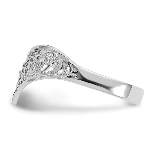 14K White Gold Diamond-Cut Filigree Engagement Ring