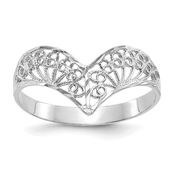 14K White Gold Diamond-Cut Filigree Engagement Ring