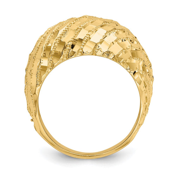 14K Diamond-Cut Domed Ring