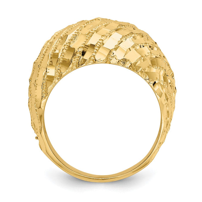 Exclusive 14K Diamond-Cut Domed Ring - Stylish Design, Affordable Luxury-2