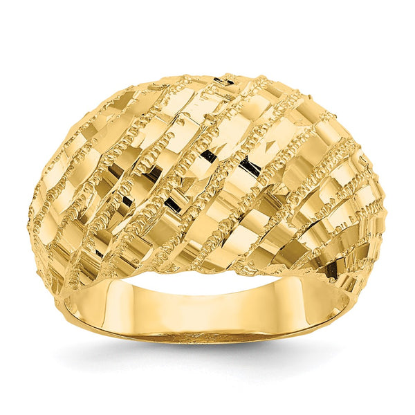 14K Diamond-Cut Domed Ring