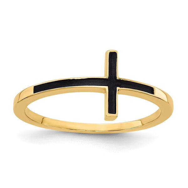14K Vintage-Inspired Sideways Cross Ring
