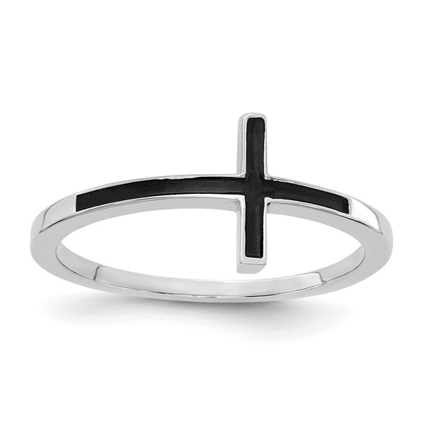 Antiqued Sideways Cross Ring in 14K White Gold