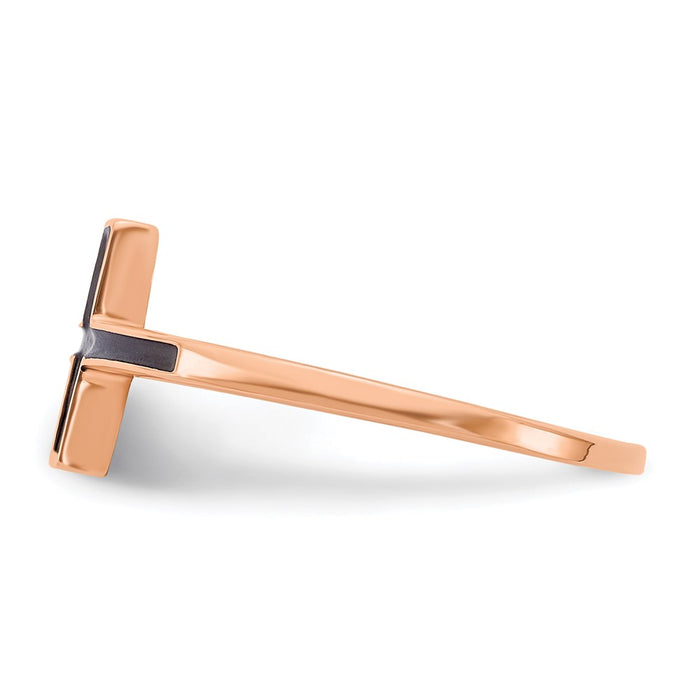 Exclusive 14K Rose Gold Enamel Sideways Cross Ring - Stylish & Affordable-3