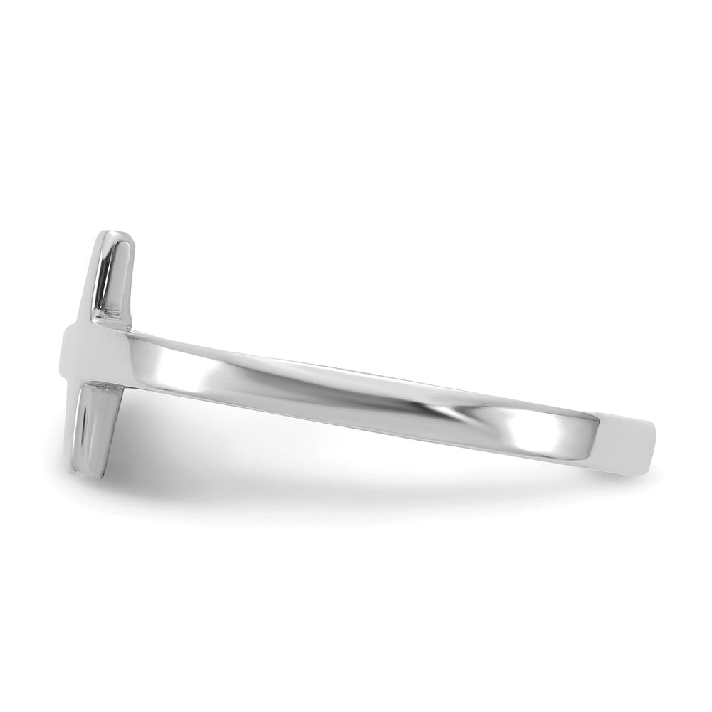 High-Quality 10K White Gold Sideways Cross Band Ring - Stylish & Affordable!