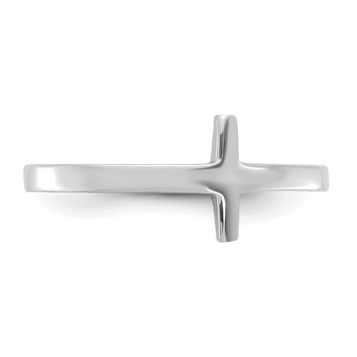 High-Quality 10K White Gold Sideways Cross Band Ring - Stylish & Affordable!-4