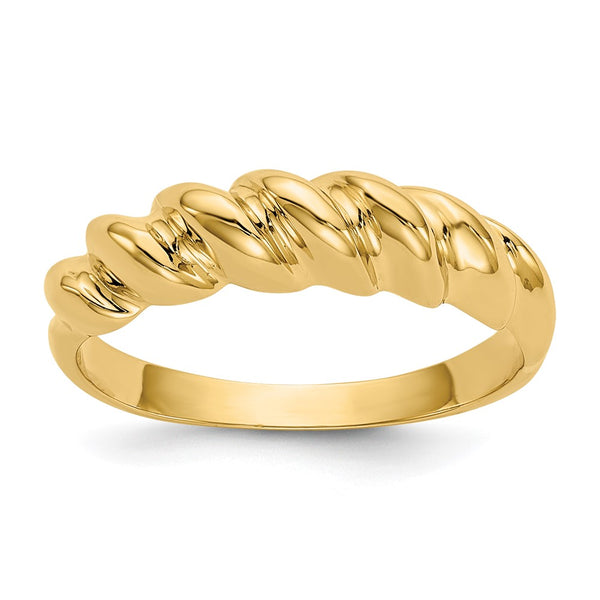 14K Gold Polished Twisted Dome Band Ring