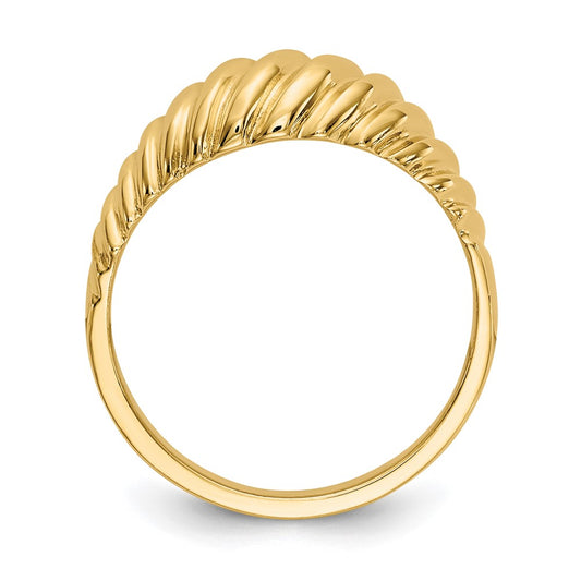 Shop Stylish 14K Gold Polished Scalloped Dome Band Ring - Affordable Luxury!
