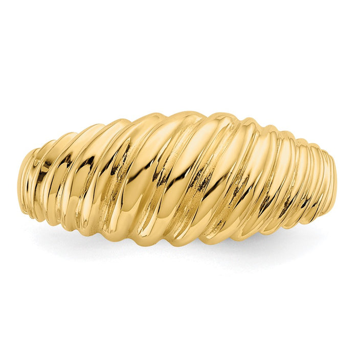 Shop Stylish 14K Gold Polished Scalloped Dome Band Ring - Affordable Luxury!-4