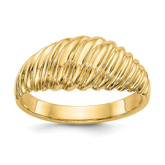 Shop Stylish 14K Gold Polished Scalloped Dome Band Ring - Affordable Luxury!
