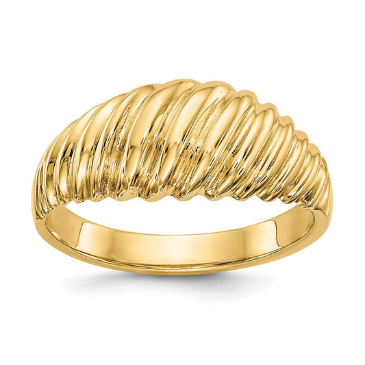 Shop Stylish 14K Gold Polished Scalloped Dome Band Ring - Affordable Luxury!