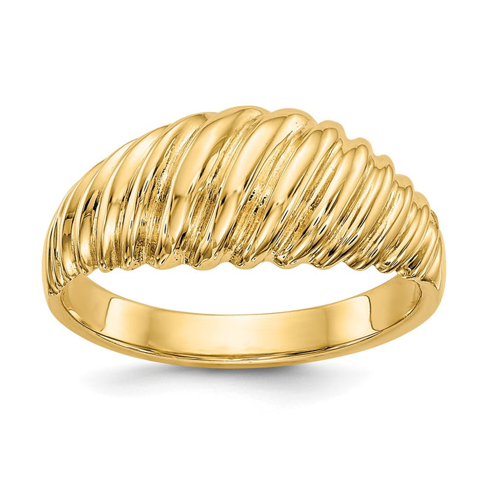 Shop Stylish 14K Gold Polished Scalloped Dome Band Ring - Affordable Luxury!-1