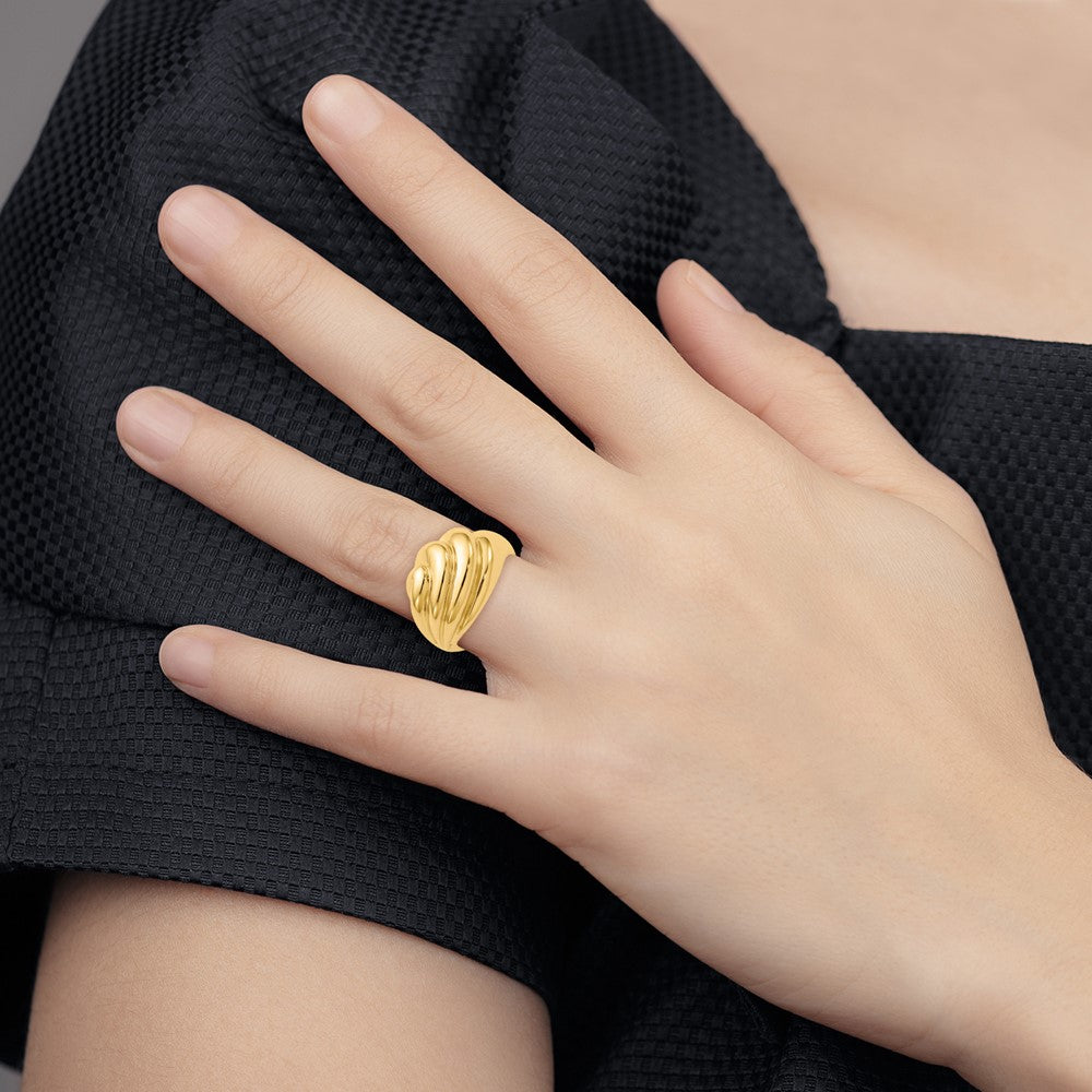 Exclusive 14K Gold Polished Swirl Dome Band Ring - Stylish & Affordable Choice