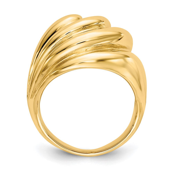 14K Gold Polished Swirl Dome Band Ring - Style GR1-1019404
