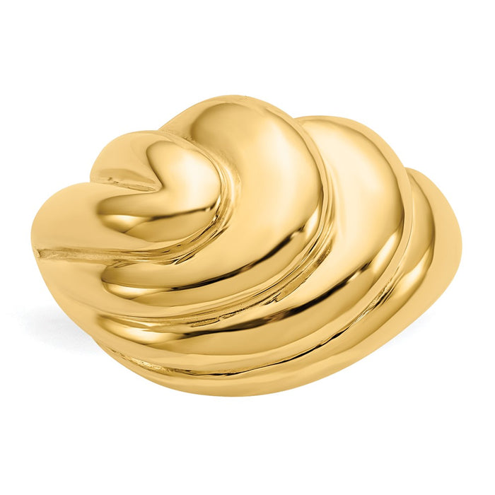 Exclusive 14K Gold Polished Swirl Dome Band Ring - Stylish & Affordable Choice-5
